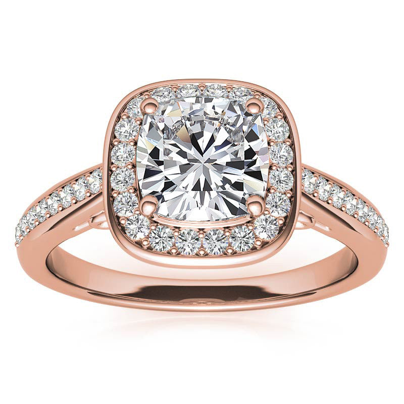 Cushion Scroll Halo Moissanite Engagement Ring