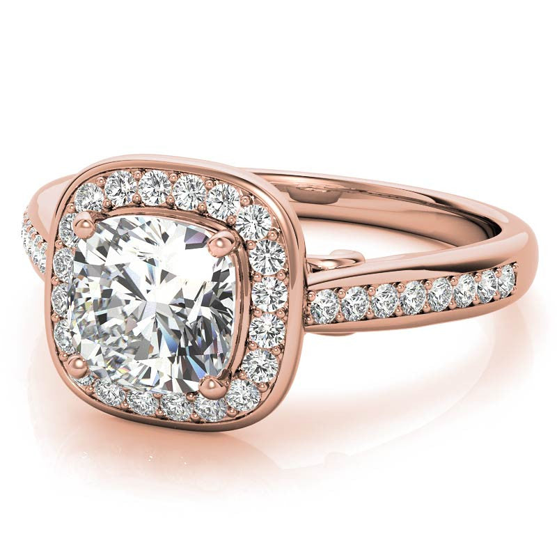 Cushion Scroll Halo Moissanite Engagement Ring