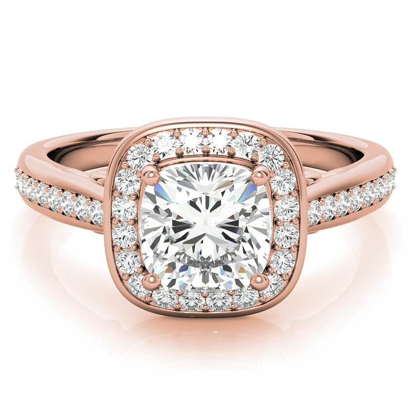 Cushion Scroll Halo Moissanite Engagement Ring