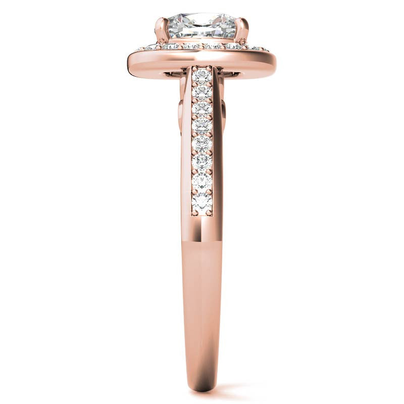 Cushion Scroll Halo Moissanite Engagement Ring