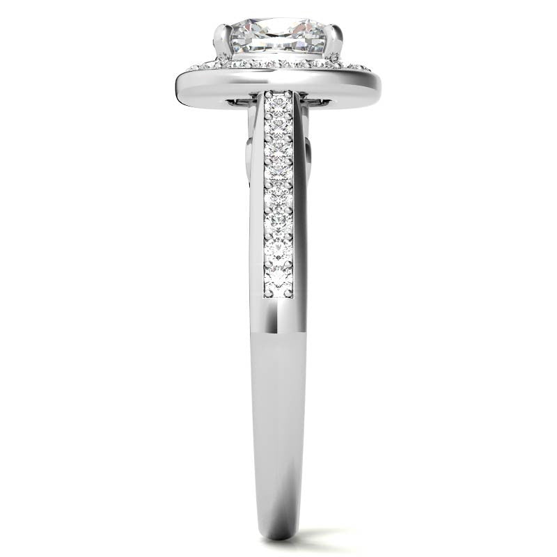 Cushion Scroll Halo Moissanite Engagement Ring