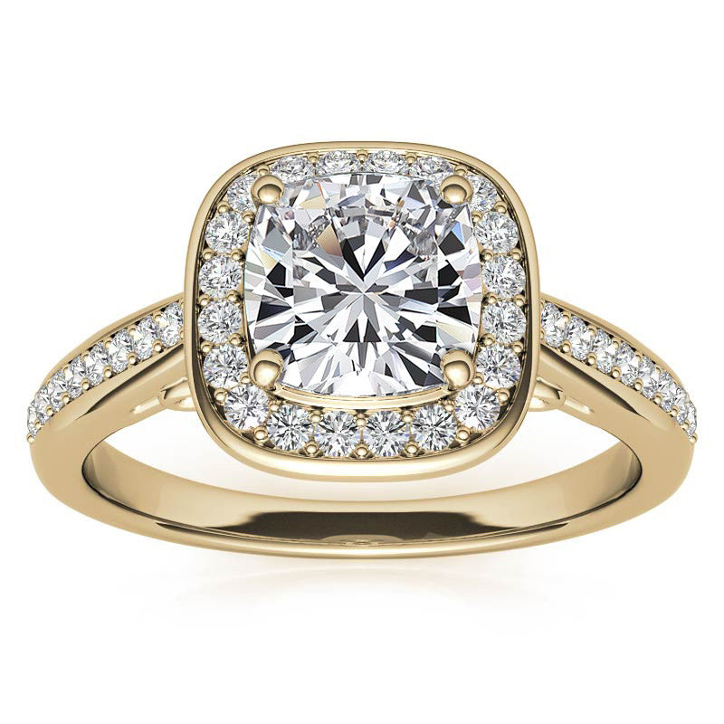 Cushion Scroll Halo Moissanite Engagement Ring