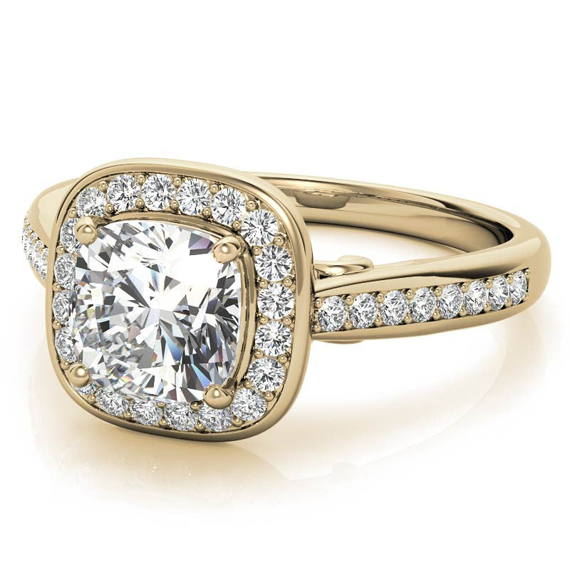 Cushion Scroll Halo Moissanite Engagement Ring