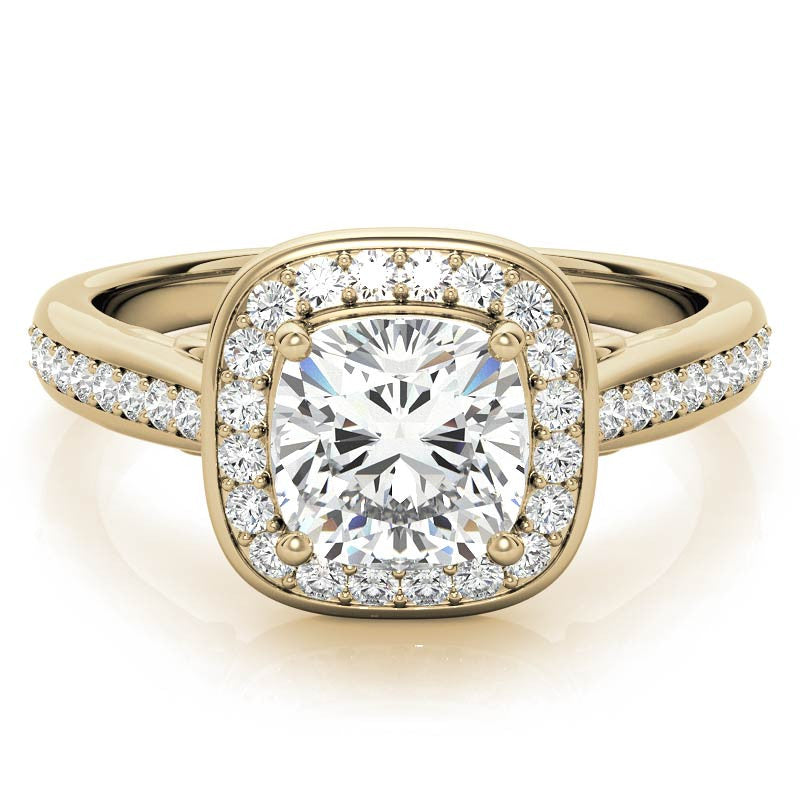 Cushion Scroll Halo Moissanite Engagement Ring