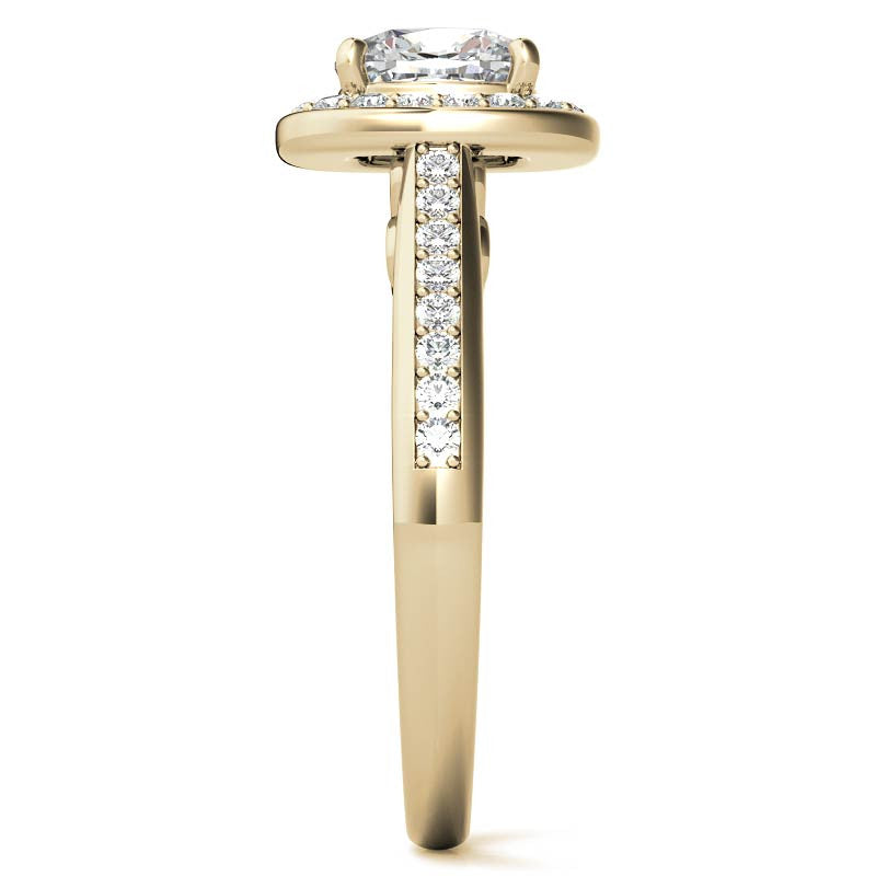 Cushion Scroll Halo Moissanite Engagement Ring