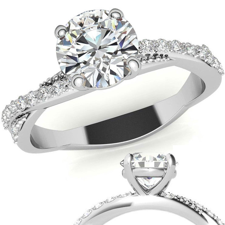 Round Twisted Band Moissanite Engagement Ring