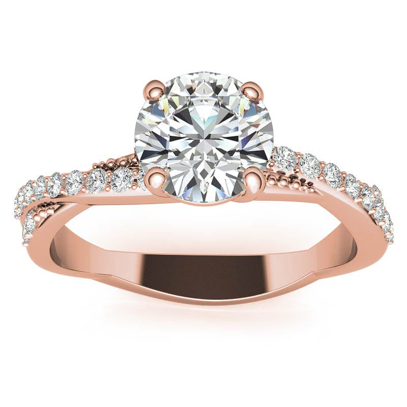 Round Twisted Band Moissanite Engagement Ring