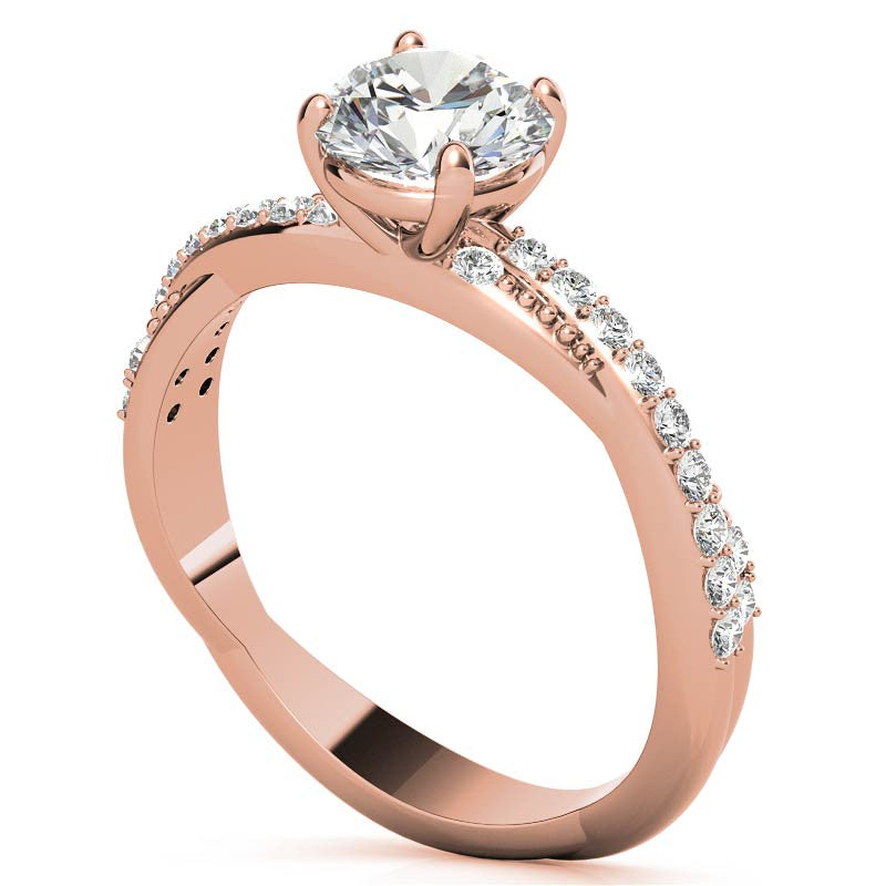 Round Twisted Band Moissanite Engagement Ring