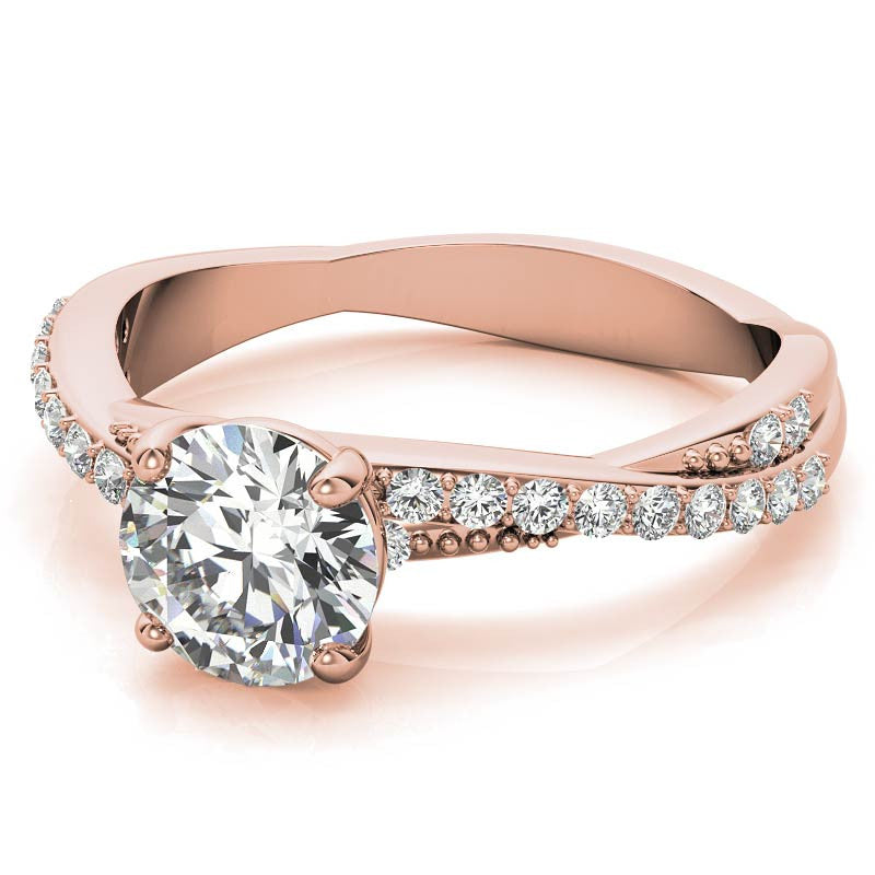 Round Twisted Band Moissanite Engagement Ring