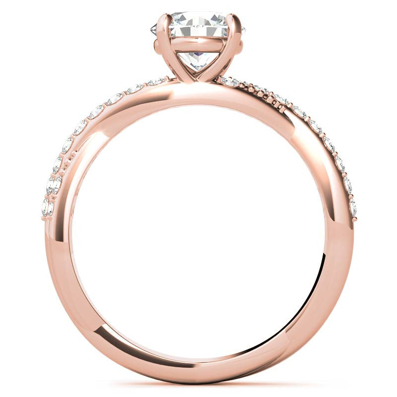 Round Twisted Band Moissanite Engagement Ring