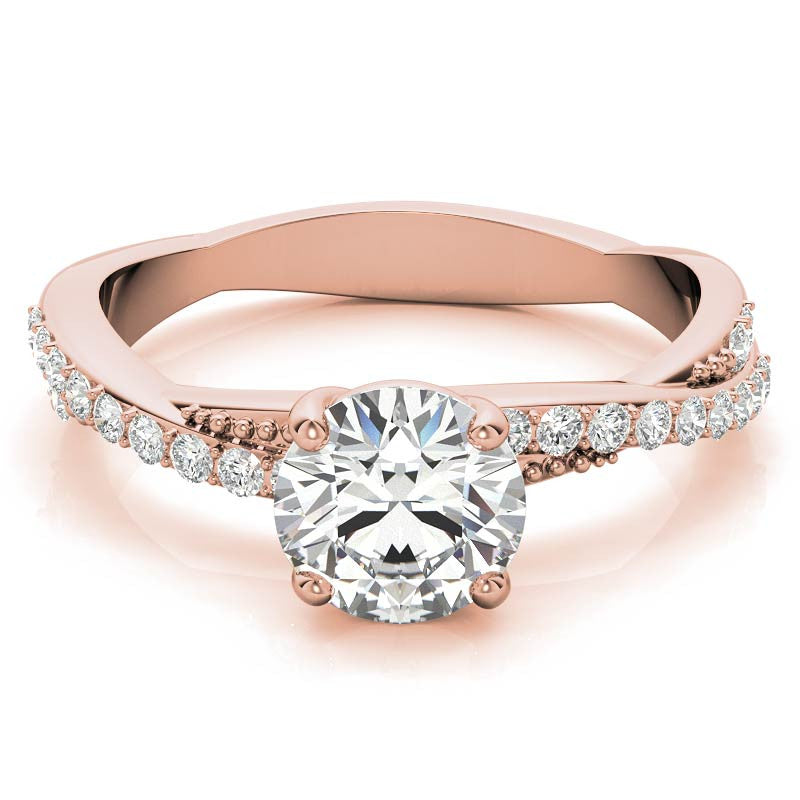 Round Twisted Band Moissanite Engagement Ring