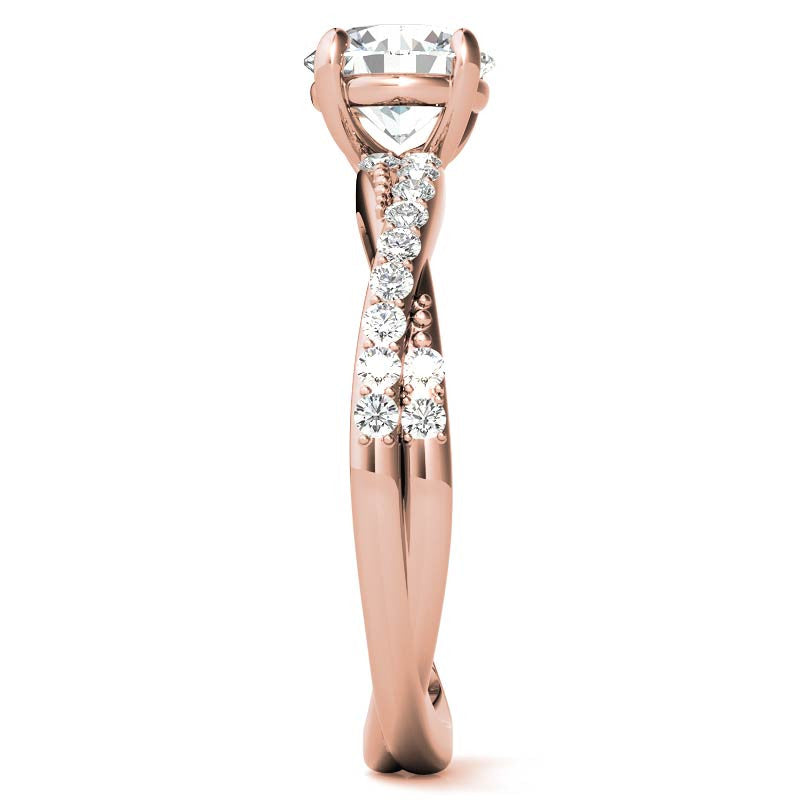 Round Twisted Band Moissanite Engagement Ring