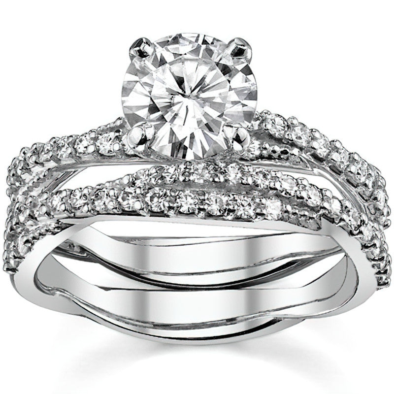 Round Twisted Band Moissanite Engagement Ring
