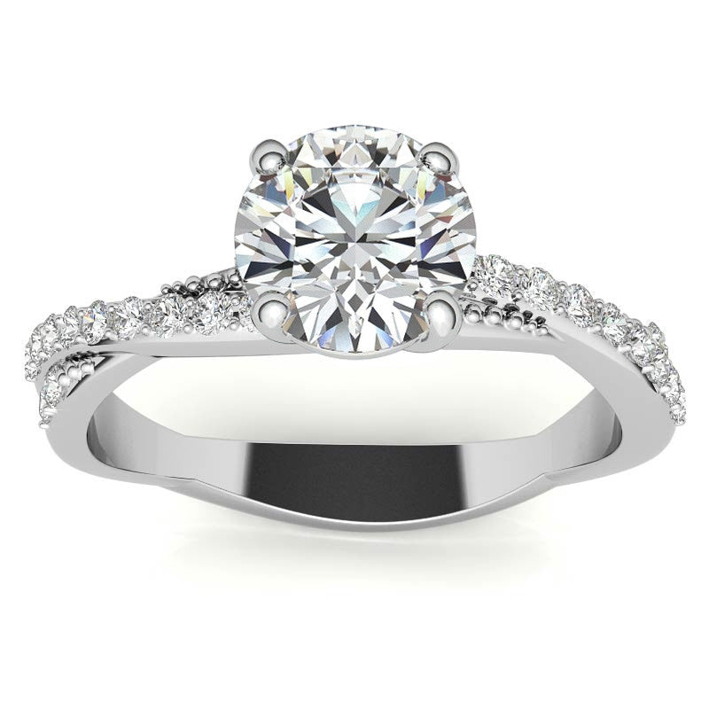 Round Twisted Band Moissanite Engagement Ring
