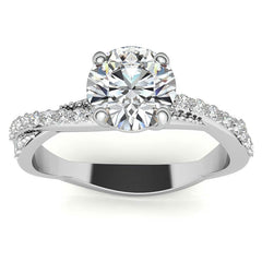 Round Twisted Band Moissanite Engagement Ring