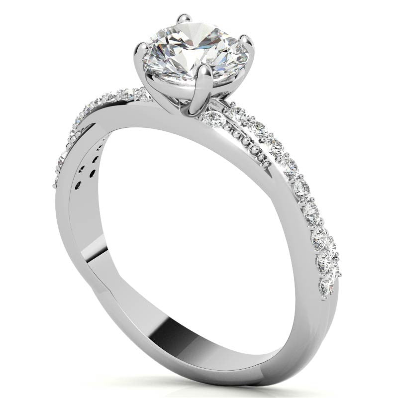 Round Twisted Band Moissanite Engagement Ring
