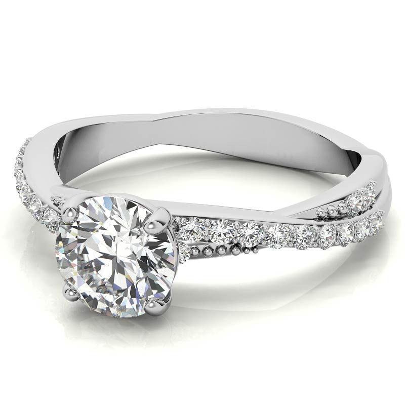 Round Twisted Band Moissanite Engagement Ring