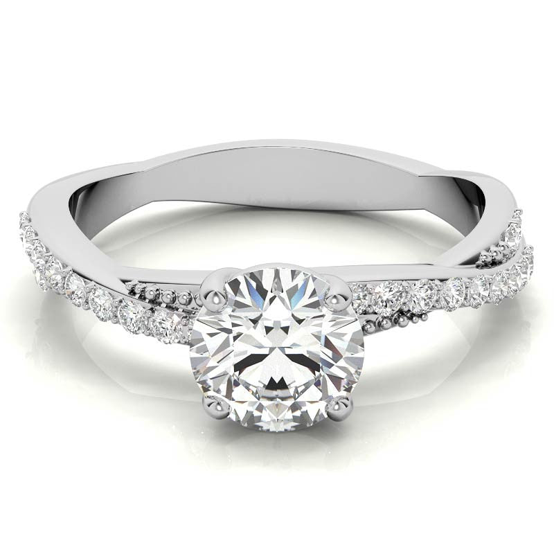 Round Twisted Band Moissanite Engagement Ring