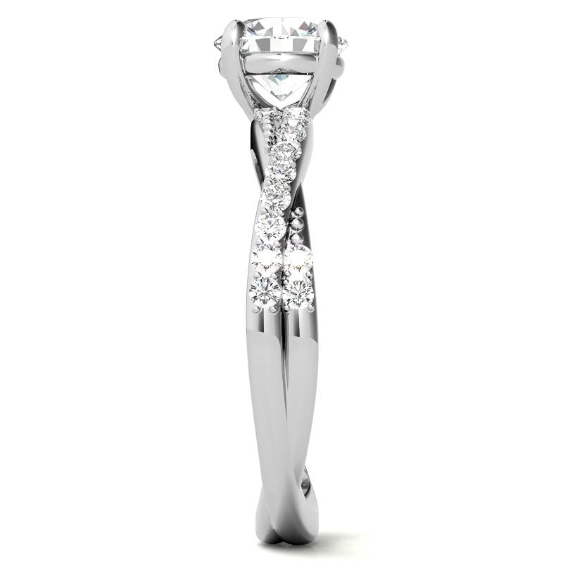 Round Twisted Band Moissanite Engagement Ring
