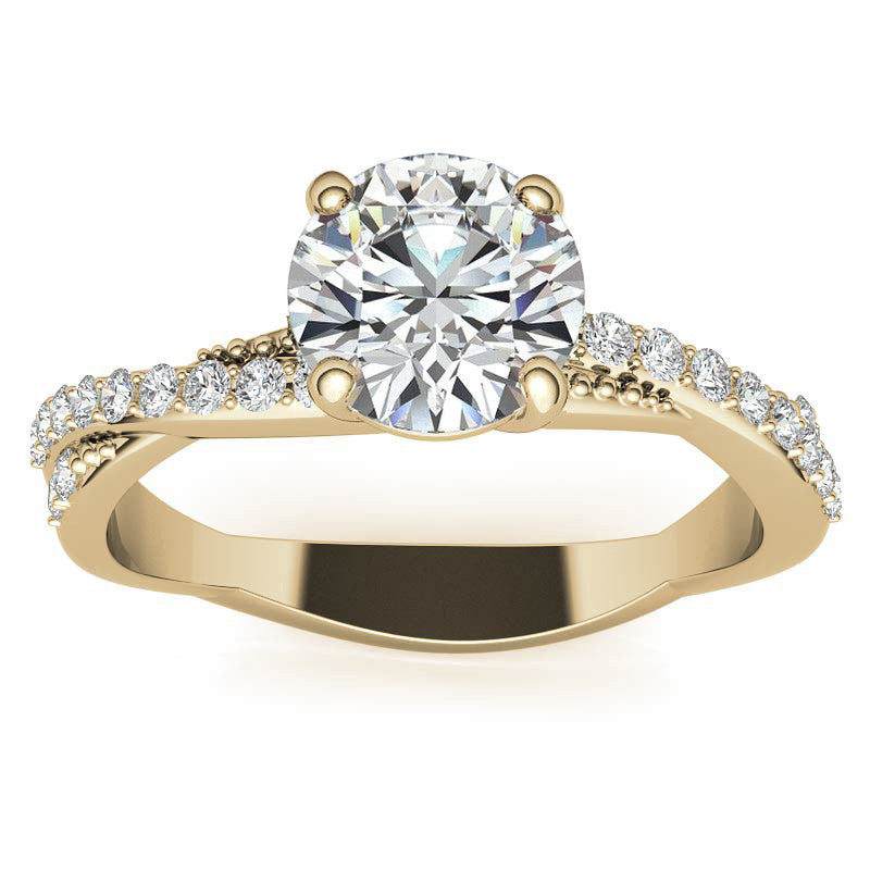Round Twisted Band Moissanite Engagement Ring