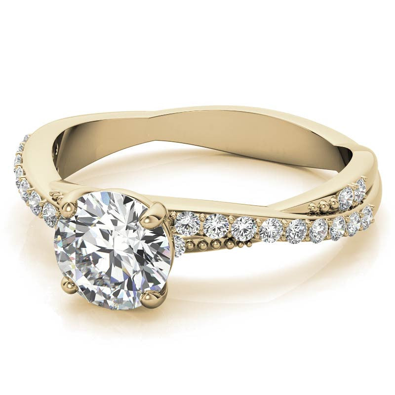Round Twisted Band Moissanite Engagement Ring