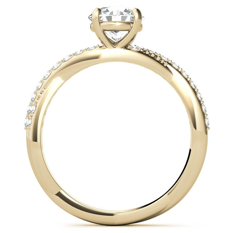 Round Twisted Band Moissanite Engagement Ring