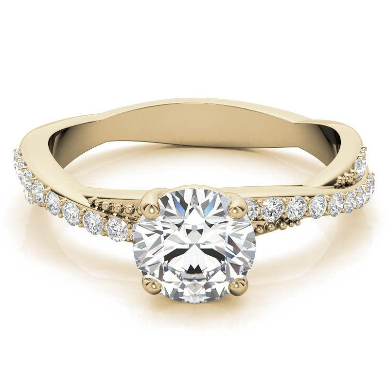 Round Twisted Band Moissanite Engagement Ring