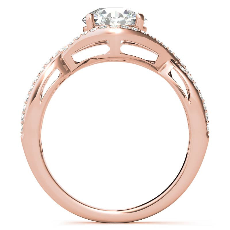 Twisted Band Halo Moissanite Engagement Ring