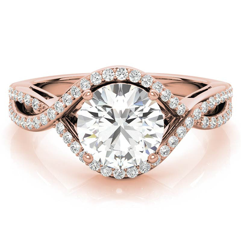 Twisted Band Halo Moissanite Engagement Ring