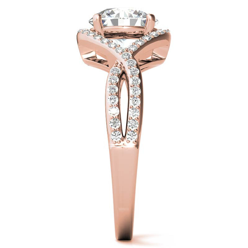 Twisted Band Halo Moissanite Engagement Ring