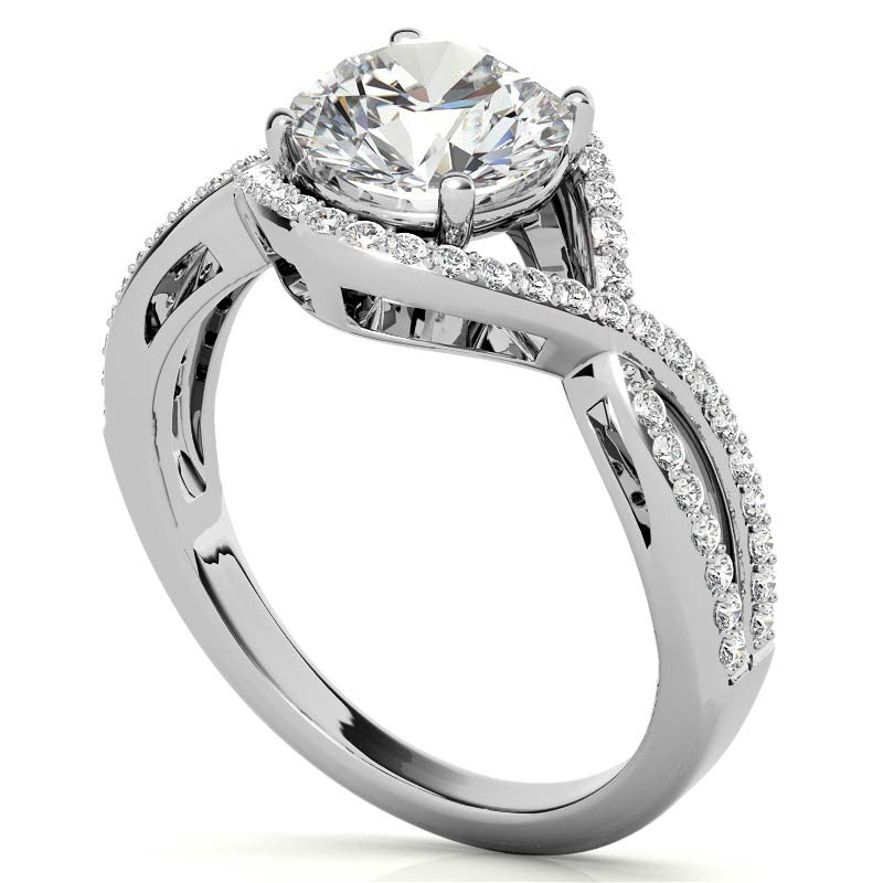 Twisted Band Halo Moissanite Engagement Ring
