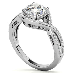 Twisted Band Halo Moissanite Engagement Ring