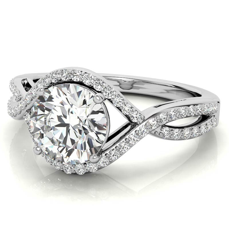 Twisted Band Halo Moissanite Engagement Ring