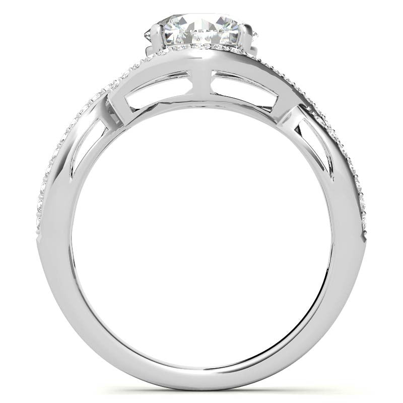 Twisted Band Halo Moissanite Engagement Ring