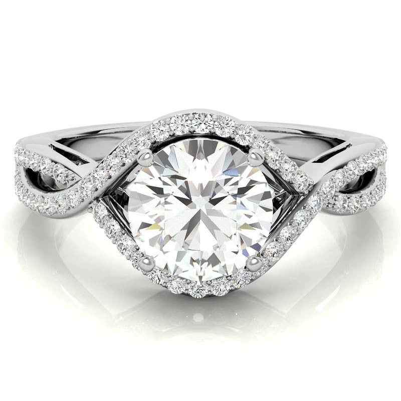 Twisted Band Halo Moissanite Engagement Ring