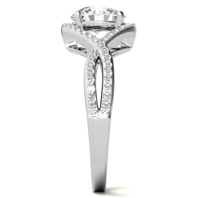 Twisted Band Halo Moissanite Engagement Ring