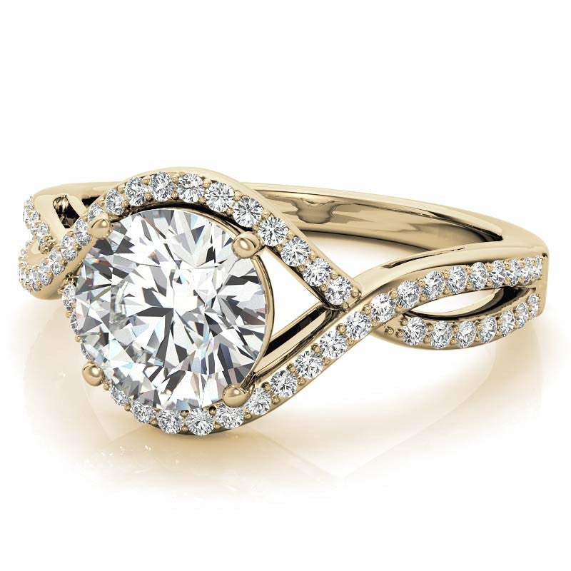 Twisted Band Halo Moissanite Engagement Ring