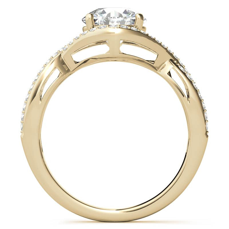 Twisted Band Halo Moissanite Engagement Ring