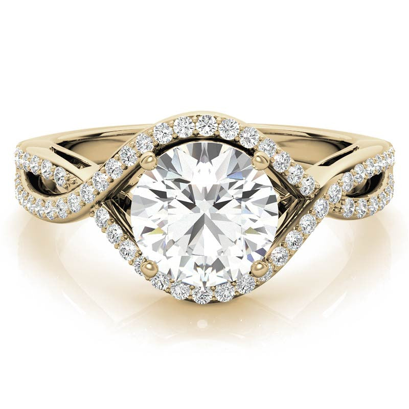 Twisted Band Halo Moissanite Engagement Ring