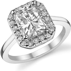 Embrace Radiant/Emerald Halo Moissanite Engagement Ring