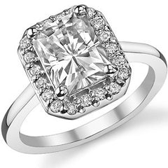 Embrace Radiant/Emerald Halo Moissanite Engagement Ring