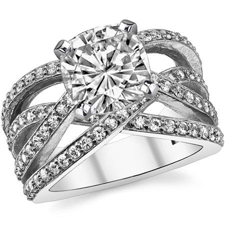 Round Brilliant Moissanite Woven Multi-Band Engagement Ring, 0.84ct