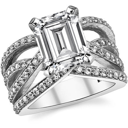 Round Brilliant Moissanite Woven Multi-Band Engagement Ring, 0.84ct