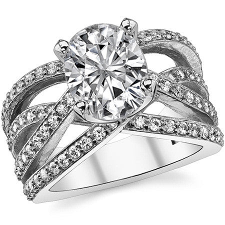 Round Brilliant Moissanite Woven Multi-Band Engagement Ring, 0.84ct