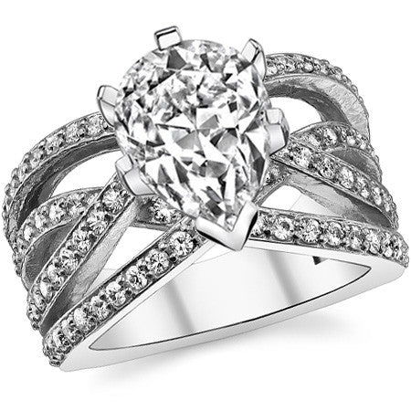 Round Brilliant Moissanite Woven Multi-Band Engagement Ring, 0.84ct