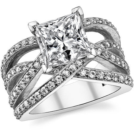 Round Brilliant Moissanite Woven Multi-Band Engagement Ring, 0.84ct