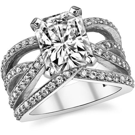 Round Brilliant Moissanite Woven Multi-Band Engagement Ring, 0.84ct