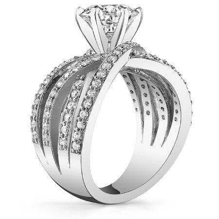 Round Brilliant Moissanite Woven Multi-Band Engagement Ring, 0.84ct