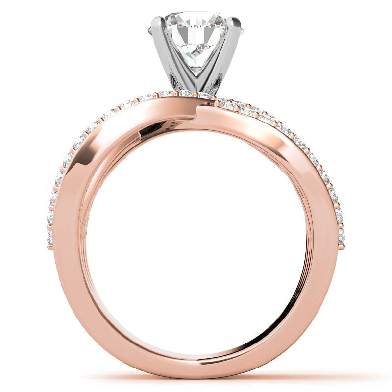 Round Brilliant Moissanite Woven Multi-Band Engagement Ring, 0.84ct
