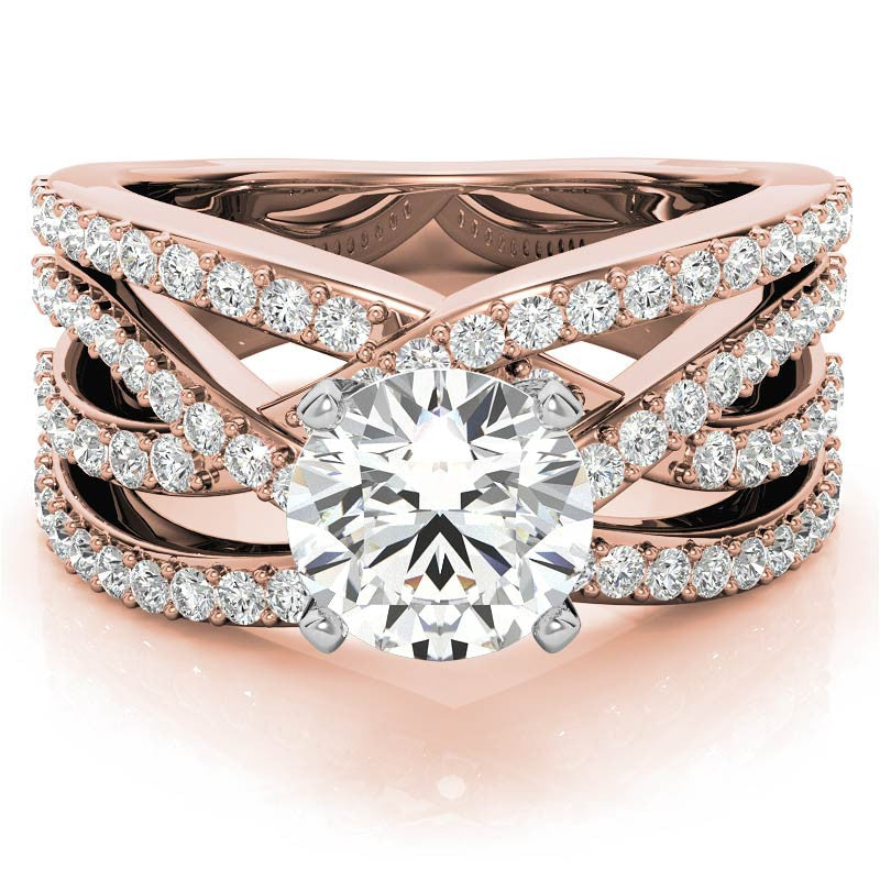 Round Brilliant Moissanite Woven Multi-Band Engagement Ring, 0.84ct